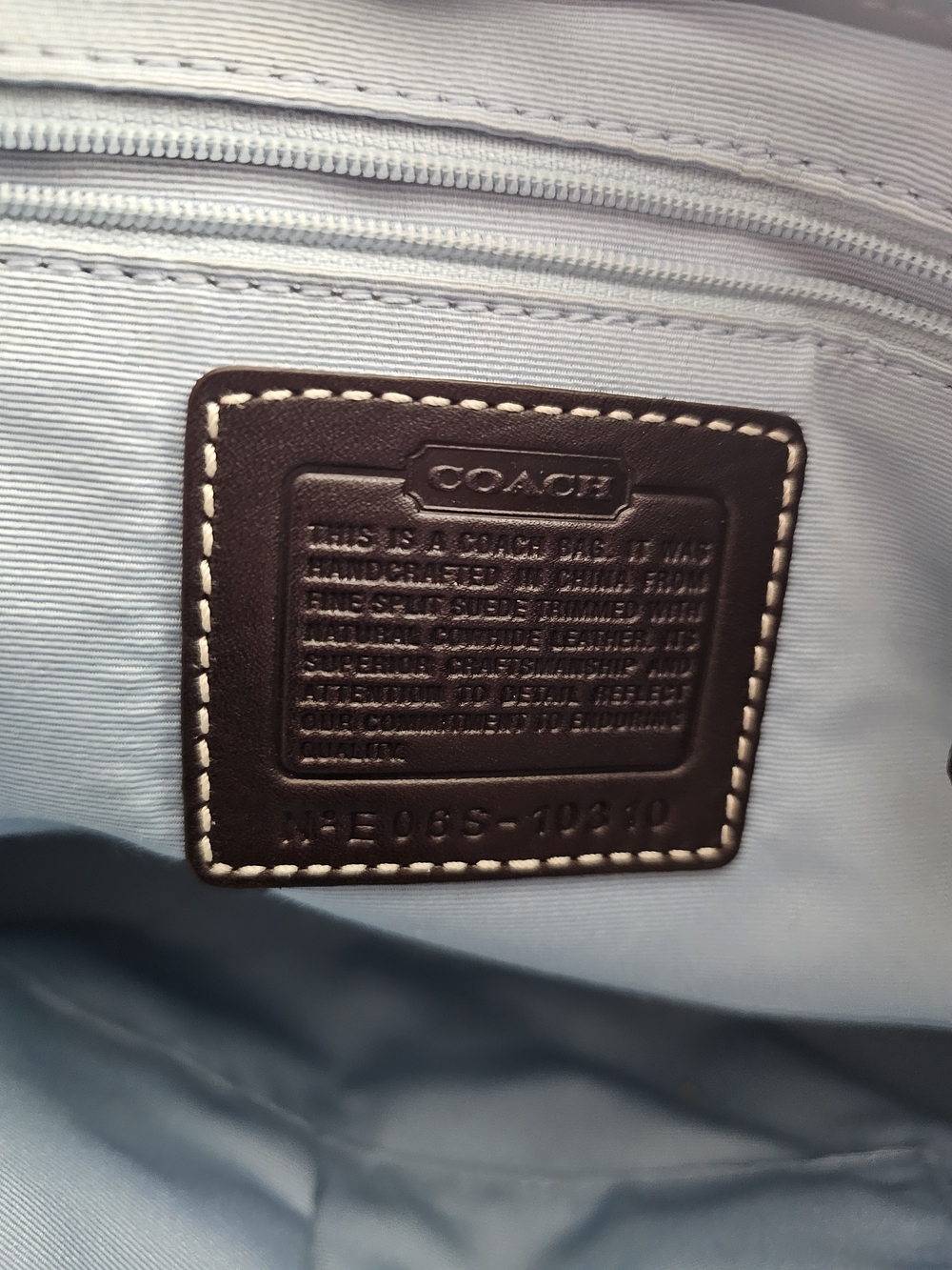 Coach Light Blue Embossed Signature Satchel with Dark Brown Trim - Picture 2 of 7